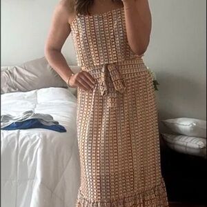 Elegant Beige Patterned Dress